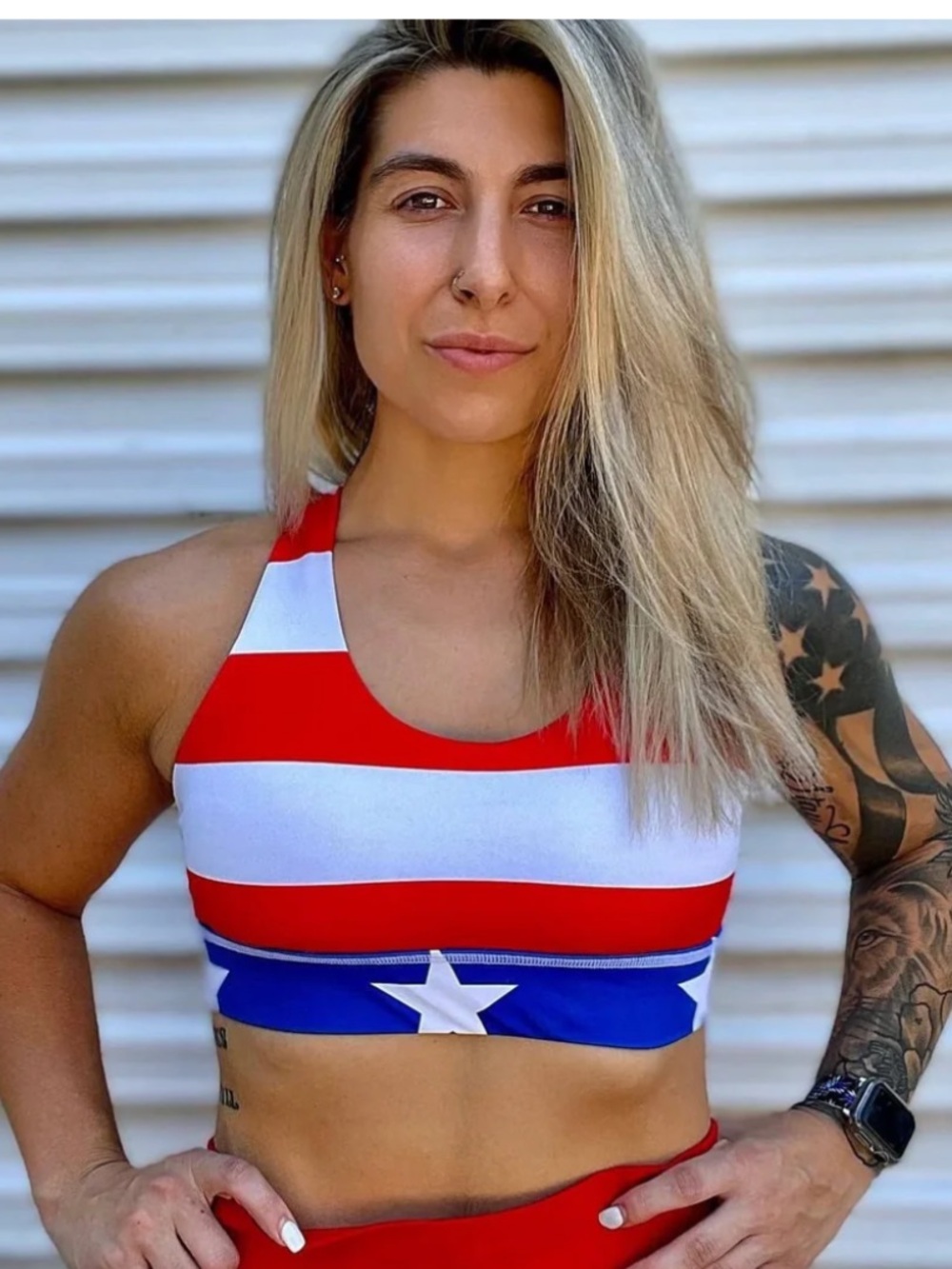 Combat Iron Co American Flag Sports Bra - Size XL